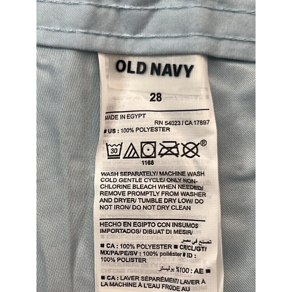 New Old Navy Men's Light Blue Tie Waist Back Pocket Swimwear Board Shorts Sz 28